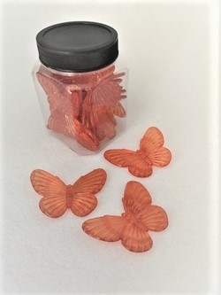  Dåse med akryl/plast Orange dekorations sommerfugle. Vingefang. 6 cm. Fine på bordet eller i dekorationer